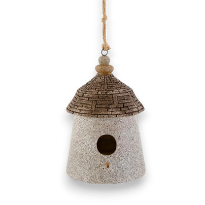 Stone Yurt Birdhouse with Rope Hanger - Mellow Monkey
