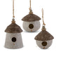 Stone Yurt Birdhouse with Rope Hanger