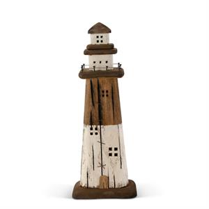 Rustic White and Brown Wood Lighthouse - Mellow Monkey