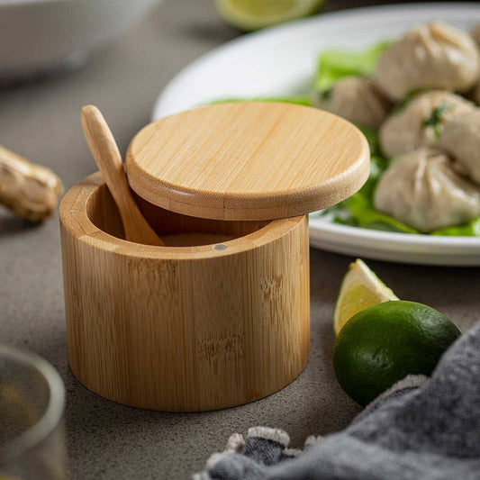 Salt Box with Spoon - Bamboo