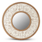 Round Whitewashed and Natural Embossed Scroll Framed Wall Mirror - 31-1/2-in - Mellow Monkey