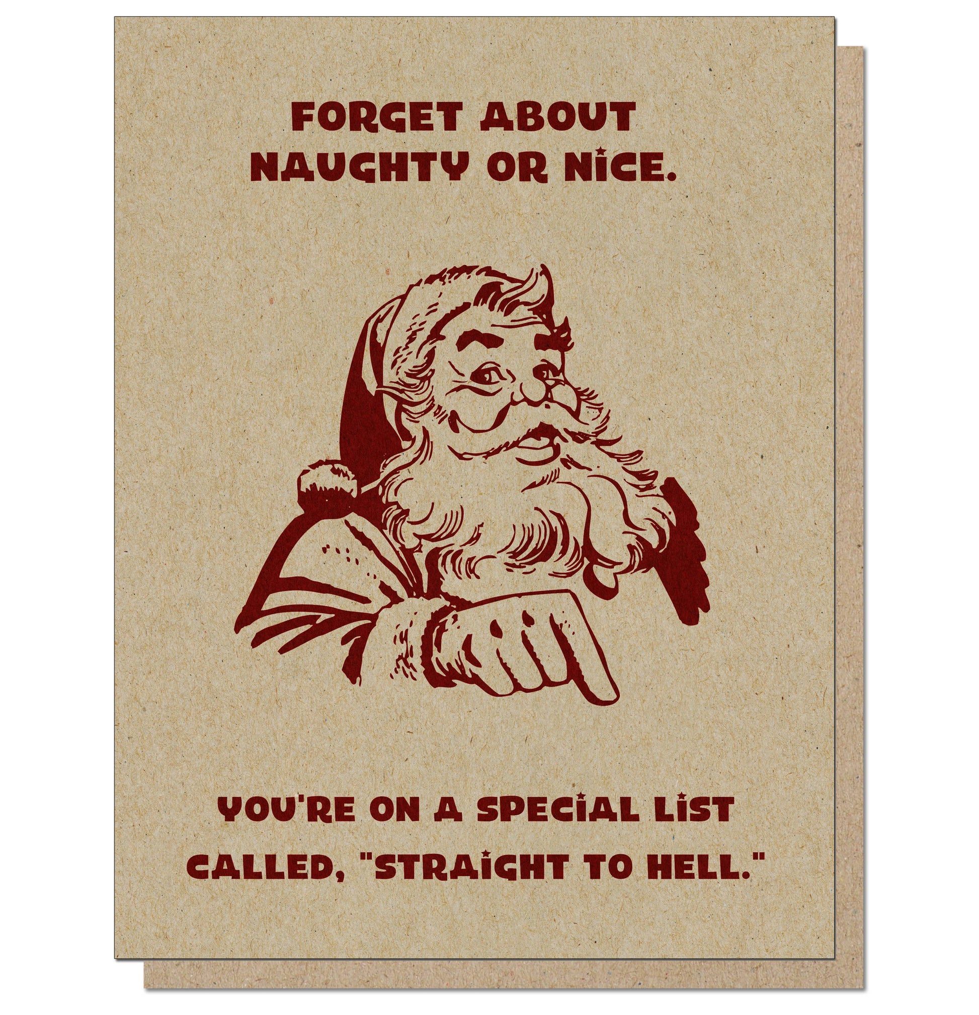 Straight to Hell Santa Card - Holiday Greeting Card - Mellow Monkey