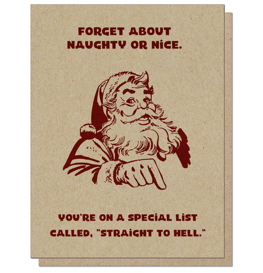Straight to Hell Santa Card - Holiday Greeting Card - Mellow Monkey
