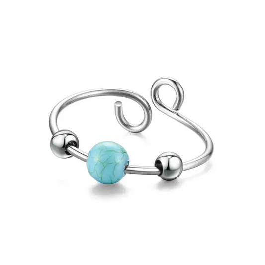 Turquoise Bead Fidget Ring - Mellow Monkey