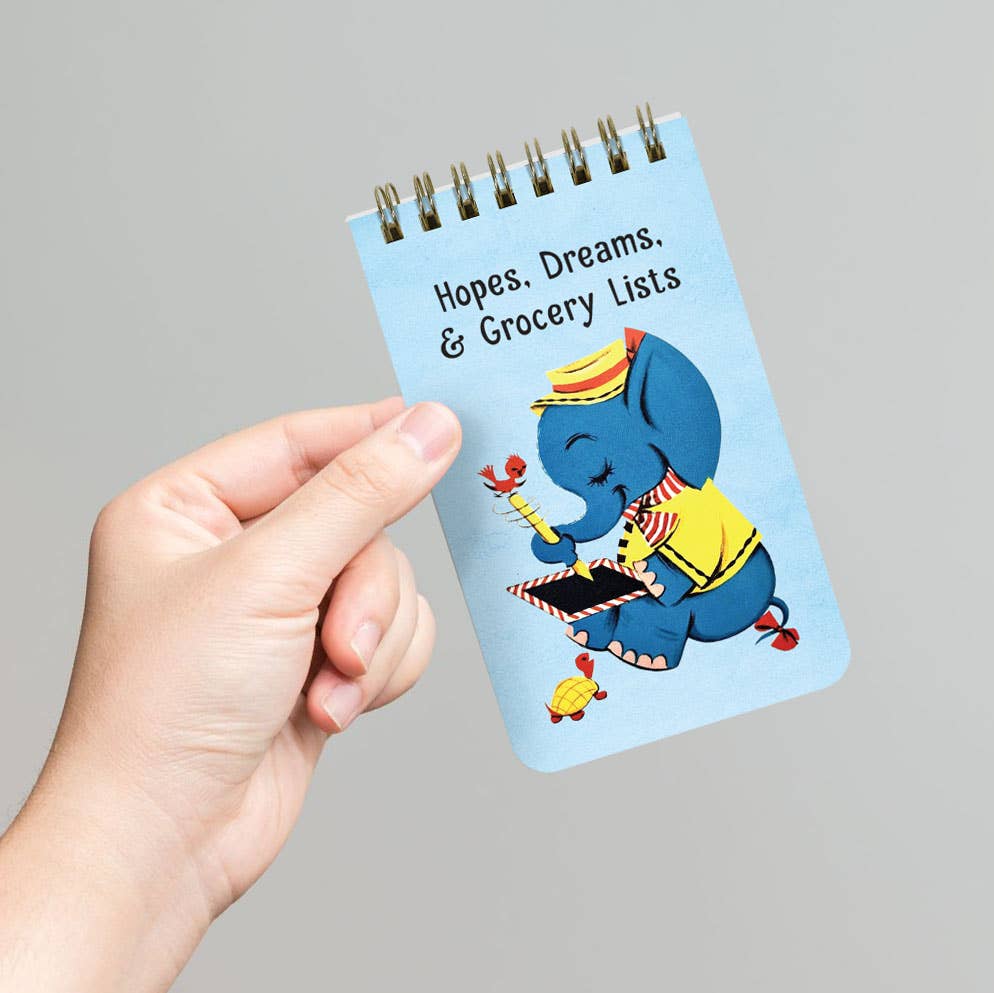 Hopes, Dreams & Grocery Lists - 3x5 Spiral Memo Notepad - Mellow Monkey