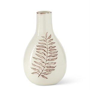 Cream and Brown Speckled Fern Leaf Vase - Mellow Monkey