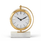 Gold Metal Table Clock with White Marble Base - 8-1/4-in - Mellow Monkey