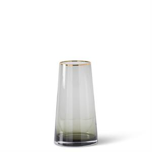 Gold Rimmed Smoke Gray Glass Vase - Mellow Monkey