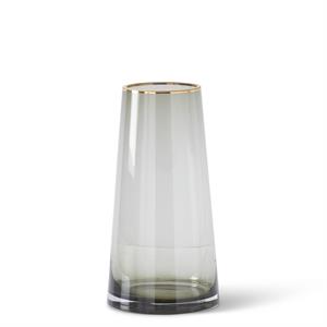 Gold Rimmed Smoke Gray Glass Vase - Mellow Monkey