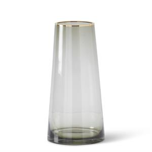 Gold Rimmed Smoke Gray Glass Vase - Mellow Monkey