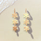 Triple Flower Gold Plated Brass Scratch Metal Earrings - 2-in - Mellow Monkey