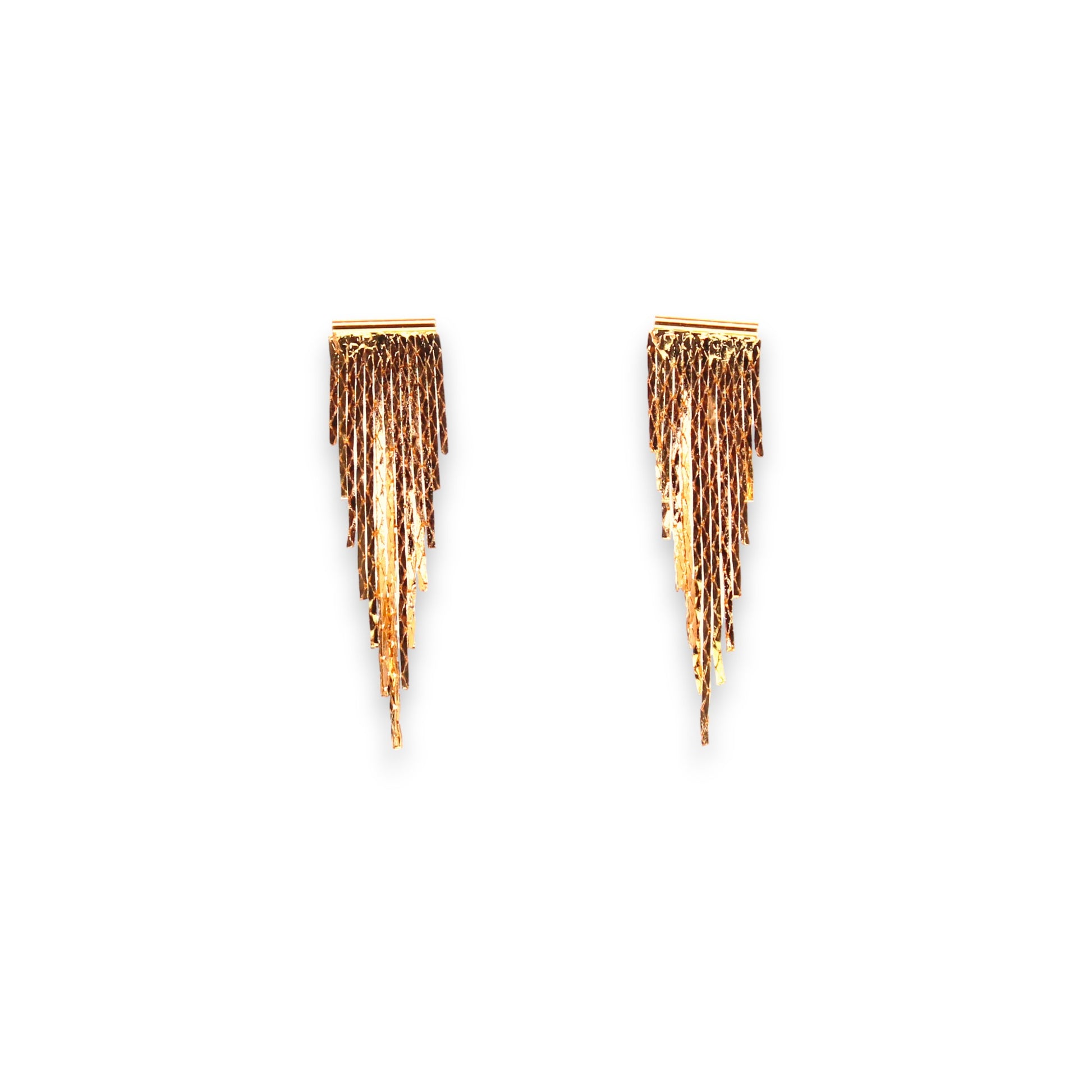 Elegant Gold Mini Waterfall Graduated Chain Post Earring, 1 1/2″ - Mellow Monkey