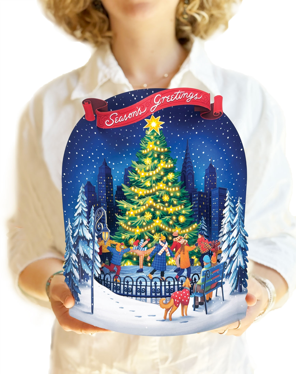 Christmas Skating Scene Pop-Up Greeting Card - Mellow Monkey