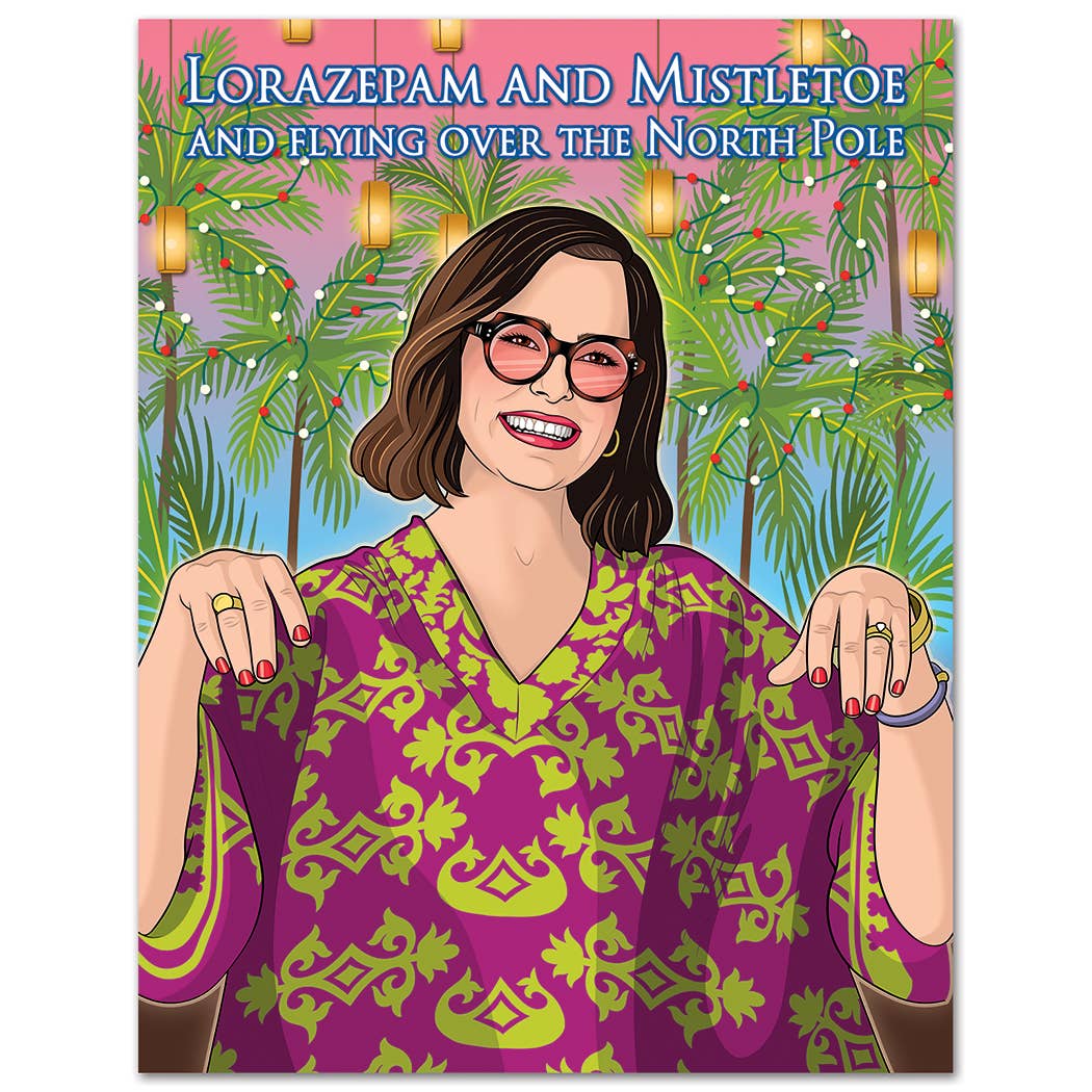 White Lotus Lorazepam and Mistletoe Holiday Christmas Card - Mellow Monkey