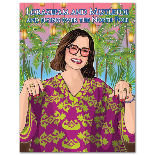 White Lotus Lorazepam and Mistletoe Holiday Christmas Card - Mellow Monkey