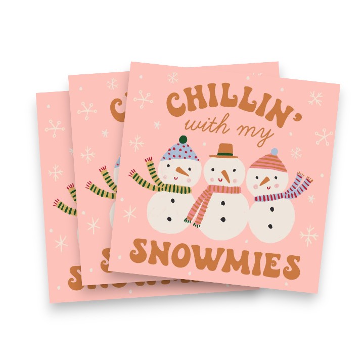 Chillin' With My Snowmies - Humorous Christmas Cocktail Beverage Napkins - 20 Count - Mellow Monkey