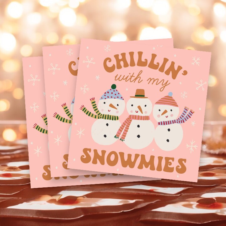 Chillin' With My Snowmies - Humorous Christmas Cocktail Beverage Napkins - 20 Count - Mellow Monkey