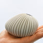 Mini Pebble - Handcrafted Porcelain Bud Vase - White with Taupe Stripes - 3.4 x 2.6 x 2.4 in - Mellow Monkey