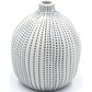 Gugu Porcelain Bud Vase - White with Blue Dotted Stripes - 2.5"W x 3"H - Mellow Monkey