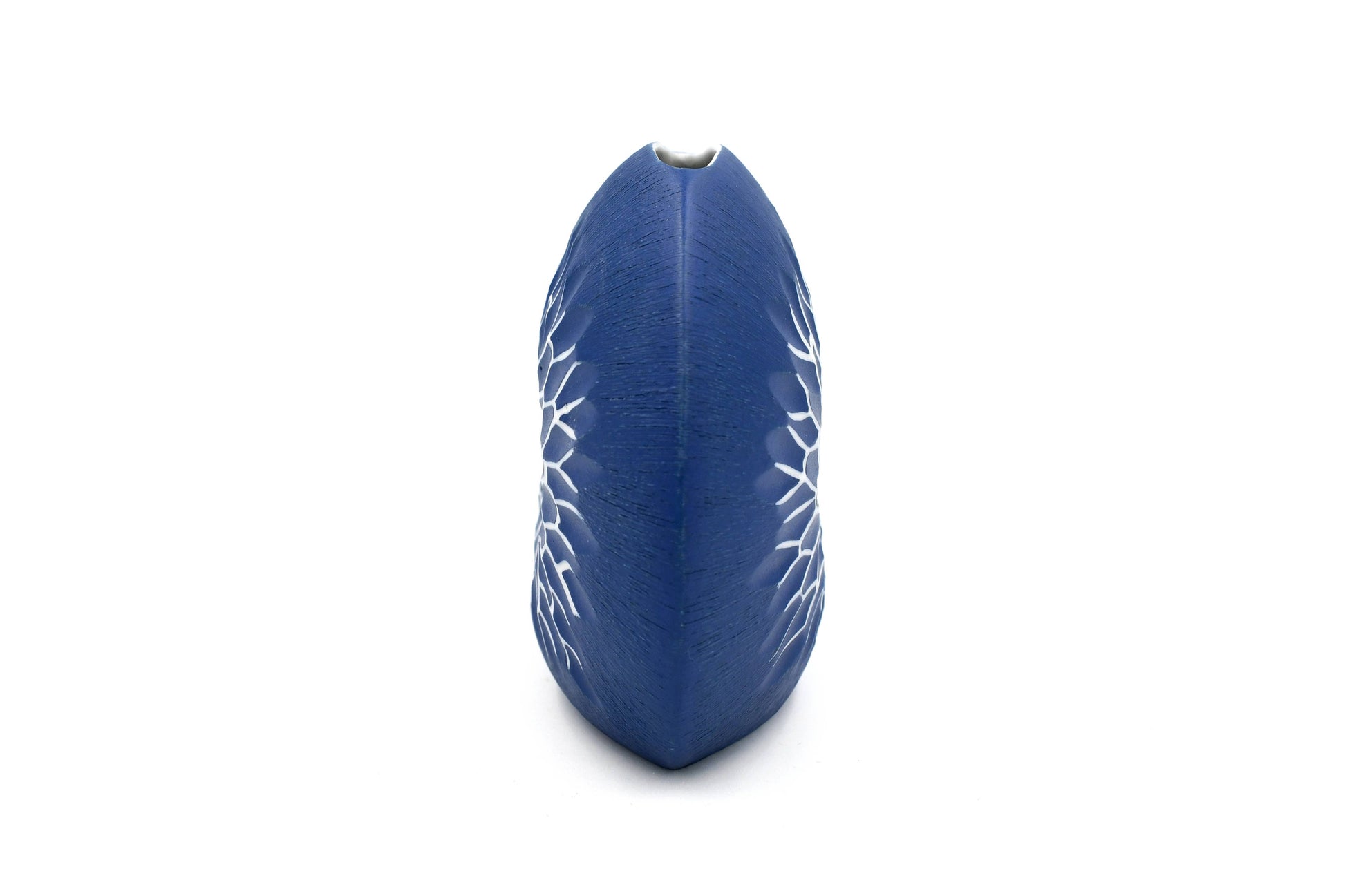 Diva Round - Handcrafted Porcelain Bud Vase - Blue with White Geometric Pattern - 4.7 x 2.4 x 4 in - Mellow Monkey