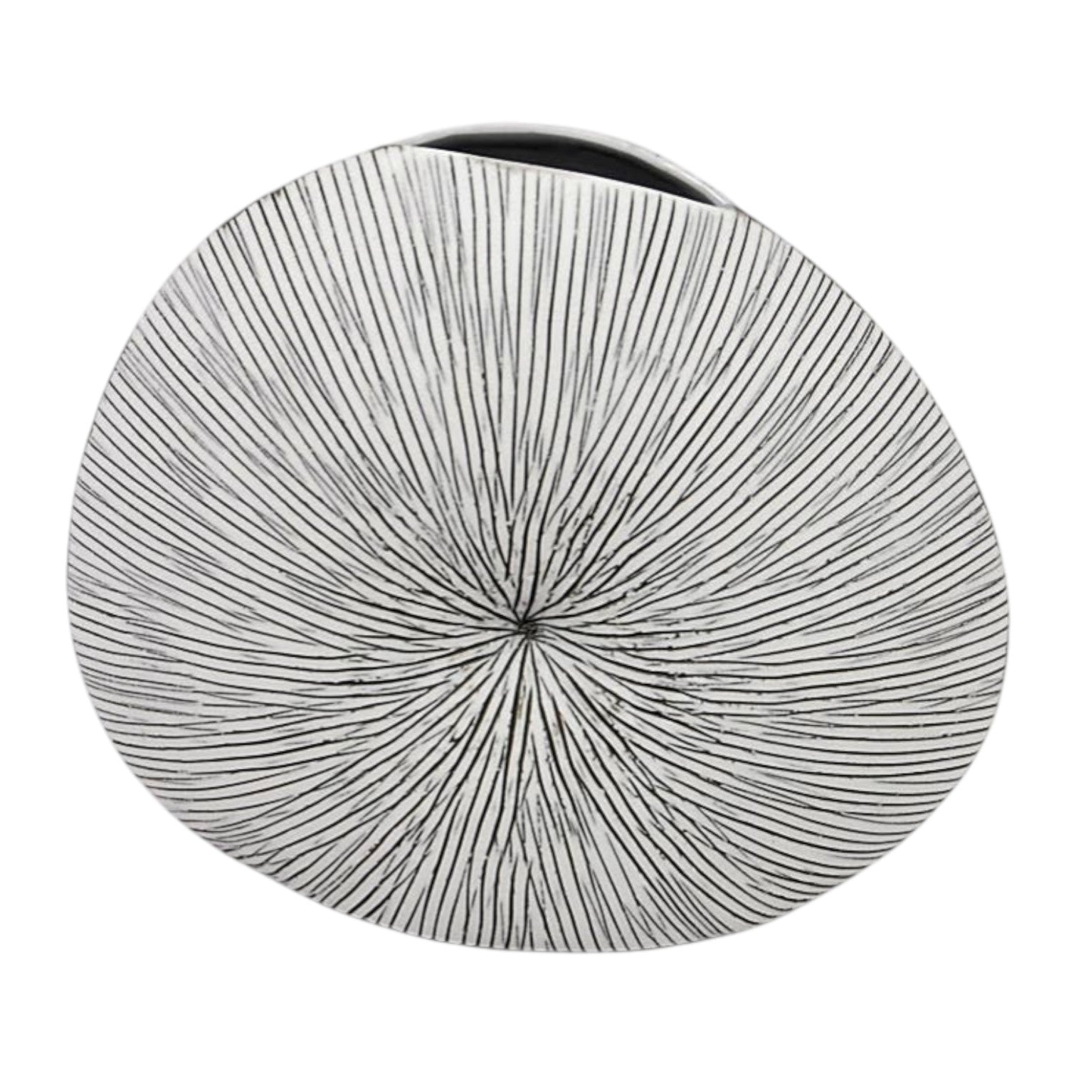 Mini Diva Round - Handcrafted Porcelain Bud Vase - White with Black Stripes - 4.7 x 2.4 x 4 in - Mellow Monkey