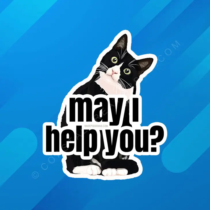 May I Help You Cat Sticker