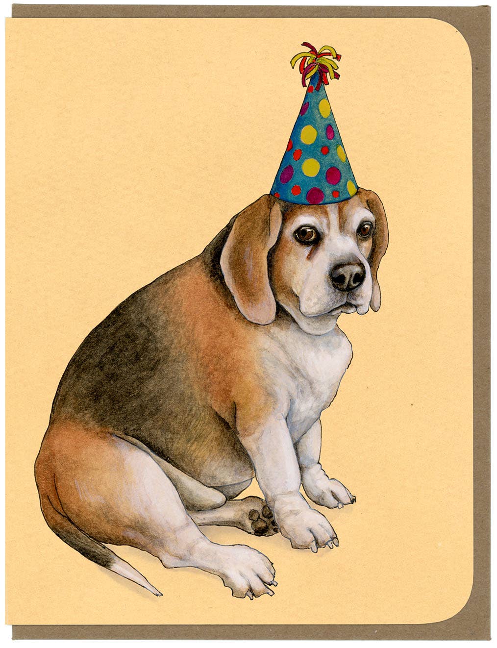 Dog With Party Hat - Chubby Beagle - Greeting Card - Mellow Monkey