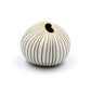 Mini Pebble - Handcrafted Porcelain Bud Vase - White with Taupe Stripes - 3.4 x 2.6 x 2.4 in - Mellow Monkey