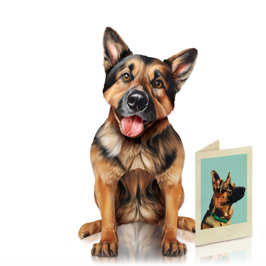 German Shepherd - Freshcut Pop-Up Pet Greeting Cards - Mellow Monkey