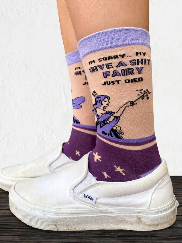 Give a Shit Fairy - Women's Crew Socks - Mellow Monkey