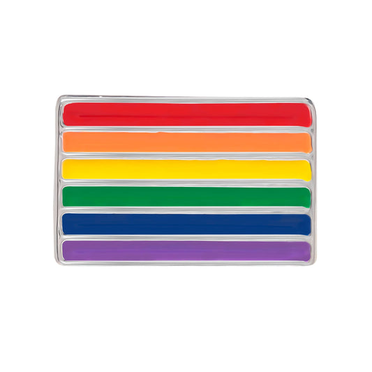 Rectangle Rainbow Flag Pin
