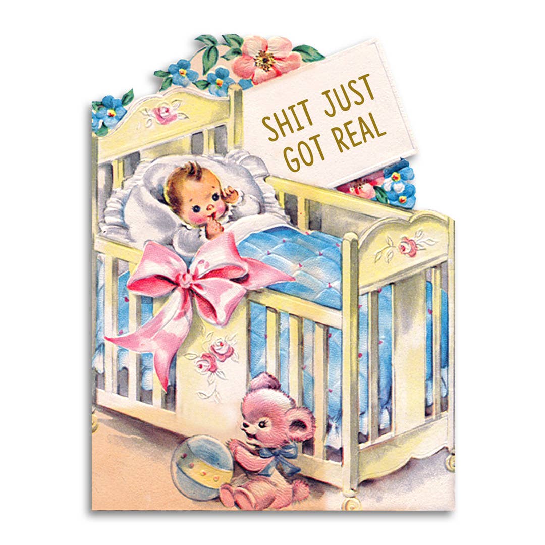 Shit Just Got Real - Baby Shower Card - Mellow Monkey