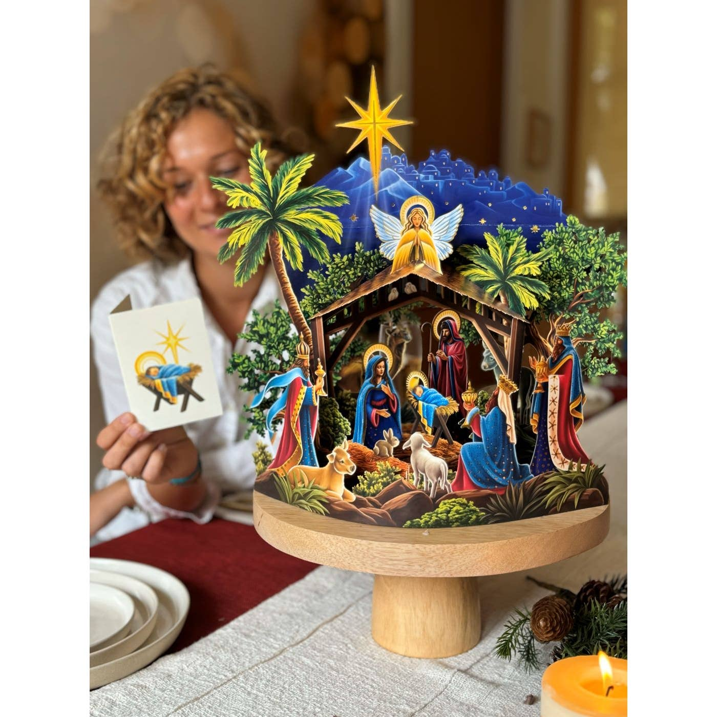 Starlit Nativity Scene Pop-Up Greeting Card - Mellow Monkey