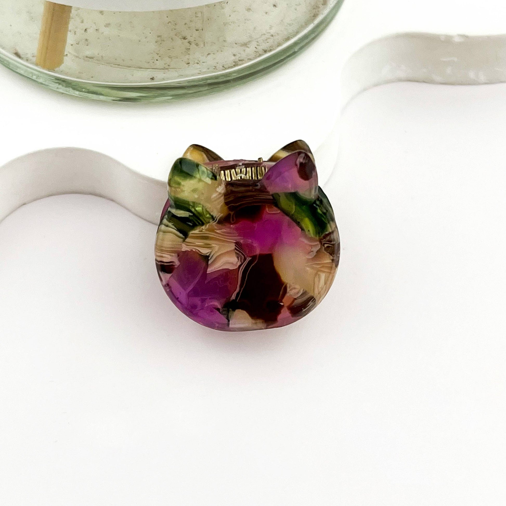 🐱 Mini Cat Hair Claw – Cute Acetate Kitty Clip 😻: F - Mellow Monkey