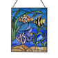 Underwater Blue Ocean Scene Stained Glass Window Panel - 14-in - Mellow Monkey