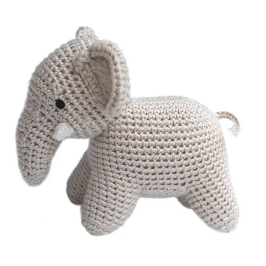 Elephant Hand Crocheted Rattle - 5-in - Mellow Monkey