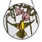 Hummingbird and Hibiscus Stained Glass Window Panel - 10-in - Mellow Monkey