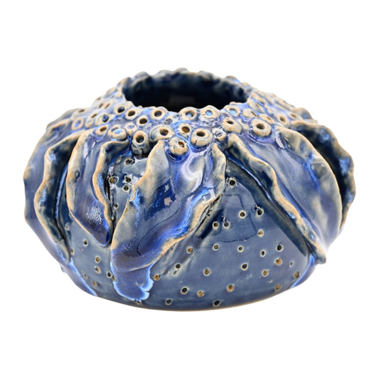 Vine Vase with Blue Effect - 4-1/2-in - Mellow Monkey