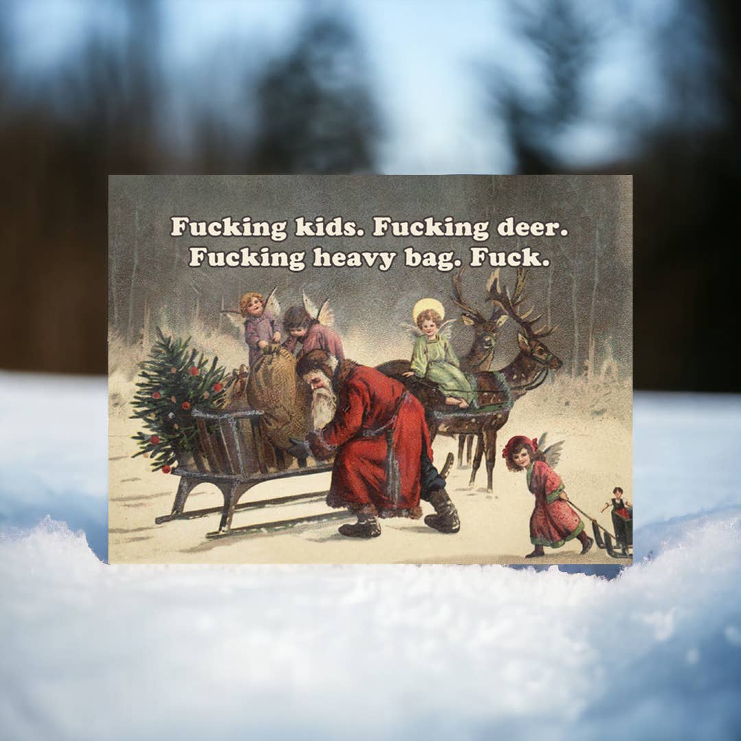 Grumpy Santa Funny Vintage Christmas Card - Mellow Monkey