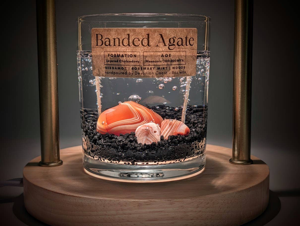 Banded Agate Treasure - Double Wick Gel Candle - 8-oz - Mellow Monkey