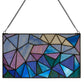 Geometric Abstract Blue Stained Glass Window Panel - 14-in - Mellow Monkey