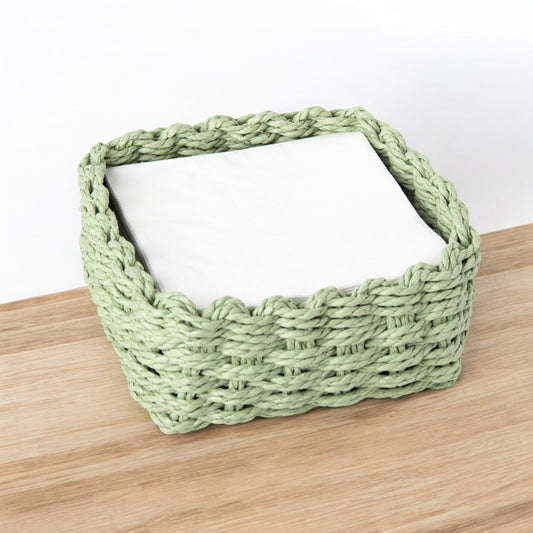 Light Green Paper Cocktail Napkin Paper Woven Caddy - Paper Weave - Mellow Monkey