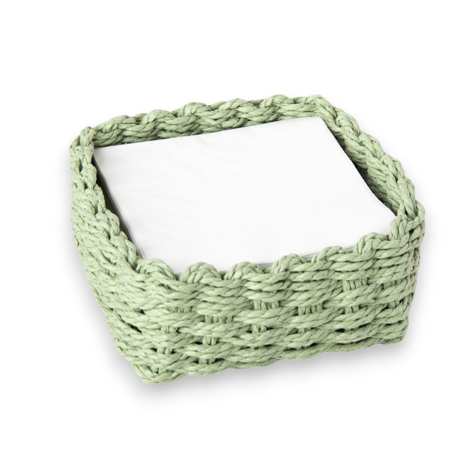 Light Green Paper Cocktail Napkin Paper Woven Caddy - Paper Weave - Mellow Monkey