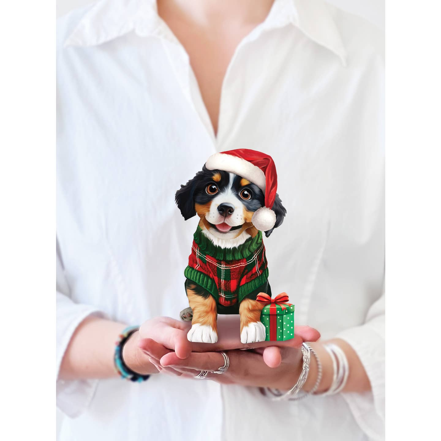 Christmas Puppy - Freshcut Paper Mini Pop-Up Greeting Card - Mellow Monkey