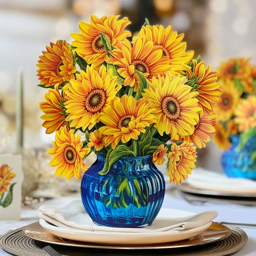 Sunflowers - Pop-Up Flower Bouquet Greeting Card - Mellow Monkey