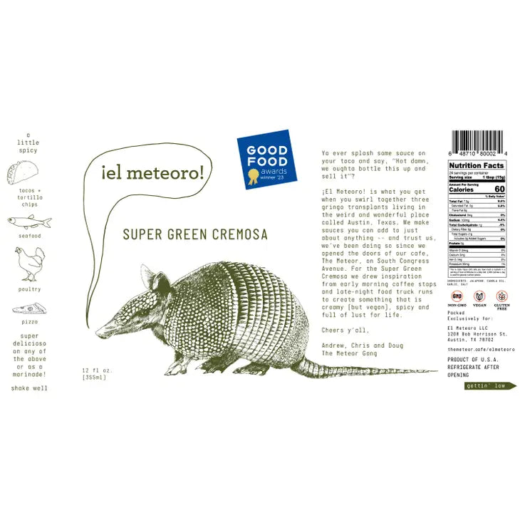 Super Green Cremosa - Hot Sauce - 12 oz. - Mellow Monkey