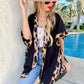 Solid Leopard Trim Detail Kimono Cardigan - Mellow Monkey