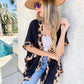 Solid Leopard Trim Detail Kimono Cardigan - Mellow Monkey