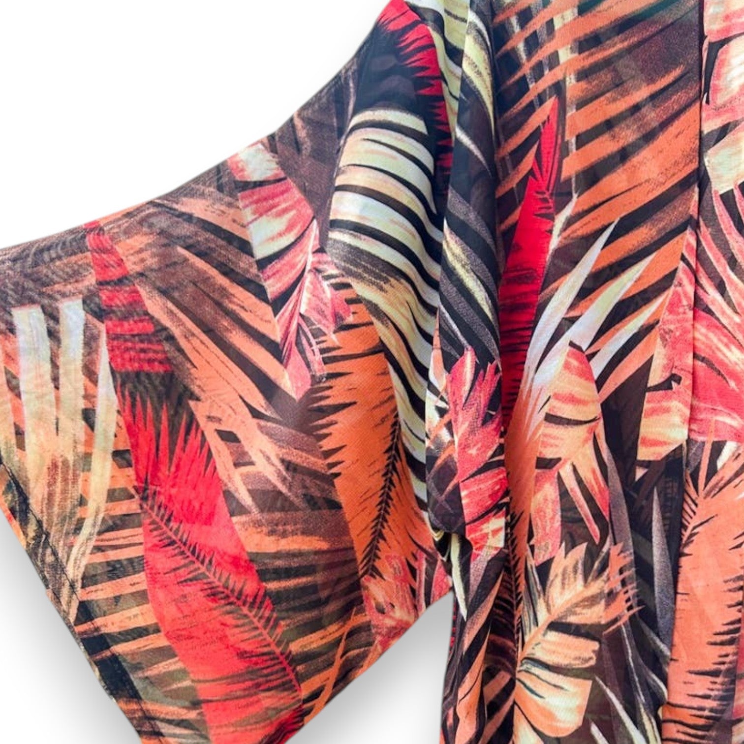 Tropical Leaf Print Chiffon Kimono - Mellow Monkey