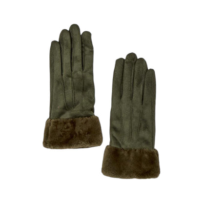 Timeless Touch Vegan Suede Glove with Plush Trim and Touchscreen Fingertip - Mellow Monkey